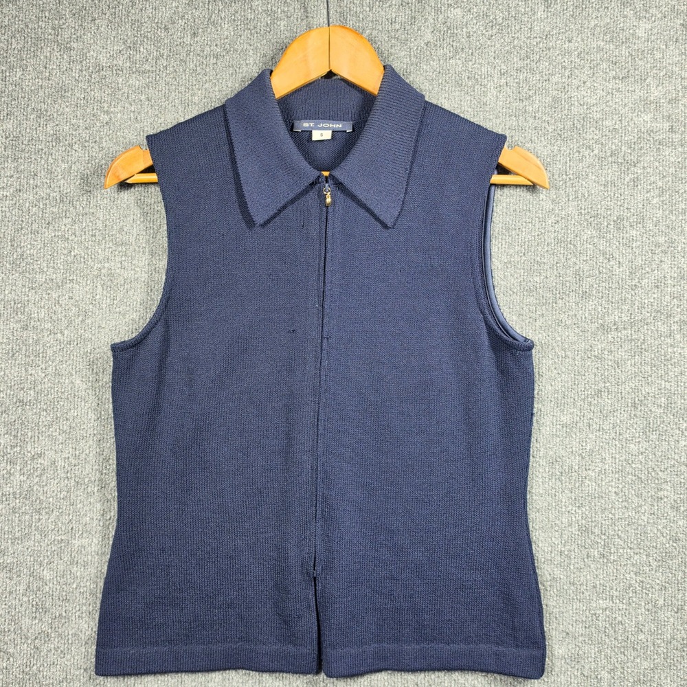 St John Vest Womens Small Santana Knit Sleeveless Vest Made in USA Vintage Y2K